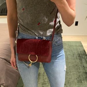 Burgundy Clutch Horse Hair Small Cross Body Shoulder Purse